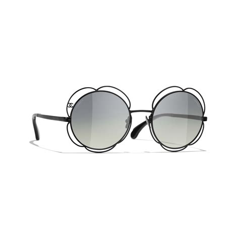 chanel round sunglasses black frame|Sunglasses: Round Sunglasses, metal — Fashion .